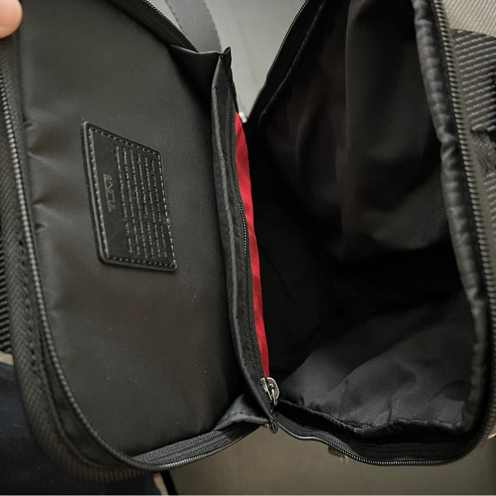 Tumi Gray, Black, and Red Higgins Ballistic Nylon Sling Bag - Picture 7 of 11